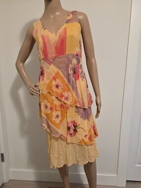 Click By Color Me Cotton Peach Sleeveless Tiered Midi Dress